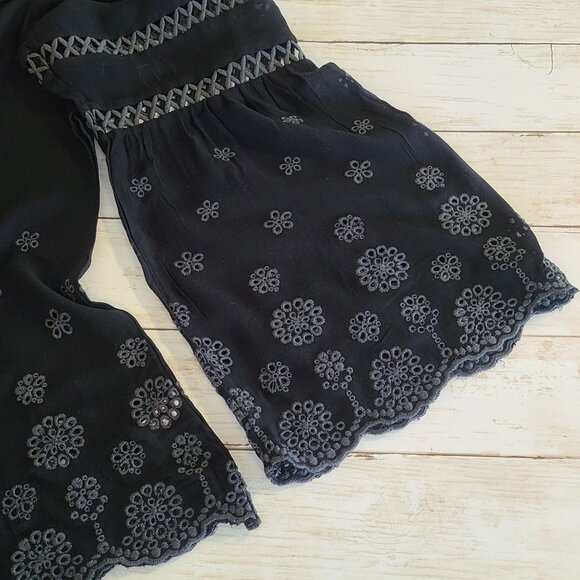 Indigo Soul Black Eyelet Bell Sleeve Blouse Long Sleeve Plus 2X Whimseygoth - Picture 5 of 9